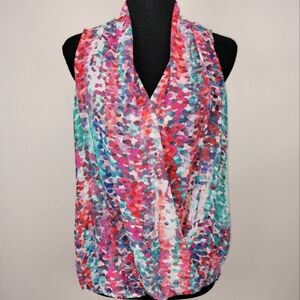 NWOT Bisou Bisou Multicolor Abstract Pattern Sleeveless Hi Lo Top Sz. M